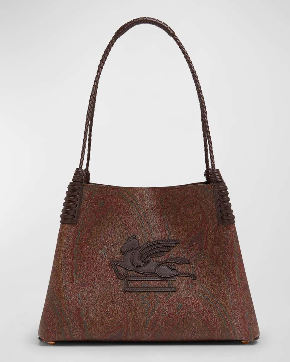 Libra Paisley-Print Leather Shoulder Bag